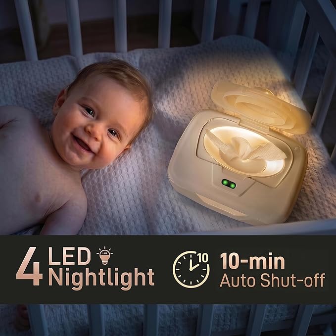 GOGO Pure Wet Wipe Warmer | Dispenser for Baby, Make Up, Adult Care - Auto Off Lights for Nighttime Changes, Dual Heat for Comfort, Top Heating, Moisture Lock Silicone and Large Capacity- Amazon only