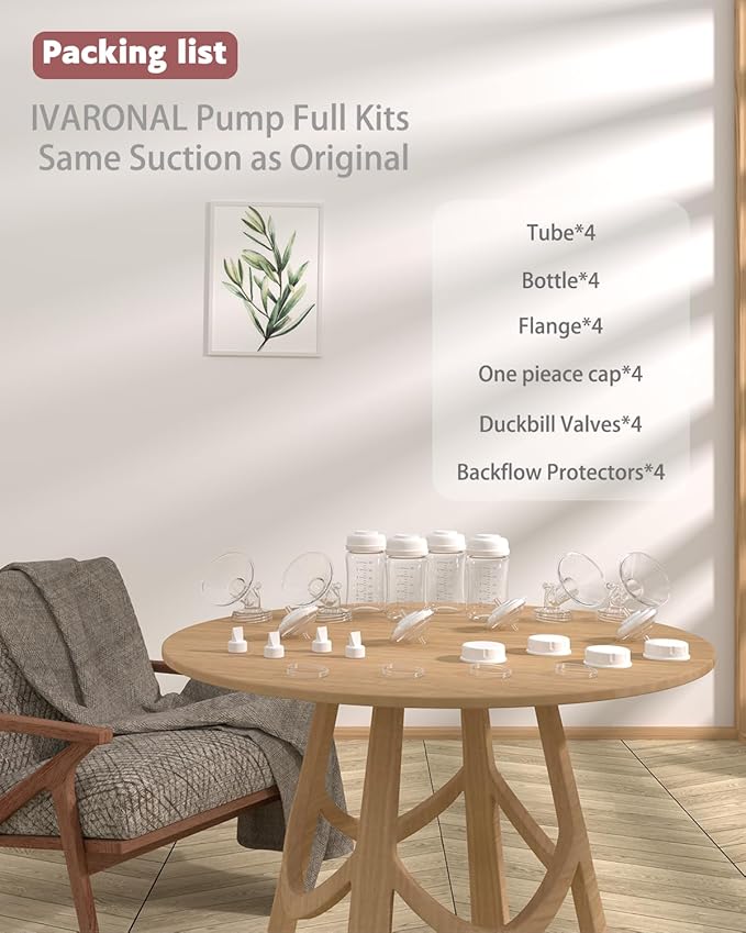 4packs 23mm Full Breast Replacement Pump Parts for Spectra S1 S2 9 Plus Synergy Gold Include 13mm Flange,Valve,Backflow Protector,Tube,Bottle,Caps, Fit for Motif Luna Cimilre Ameda MYA Pump