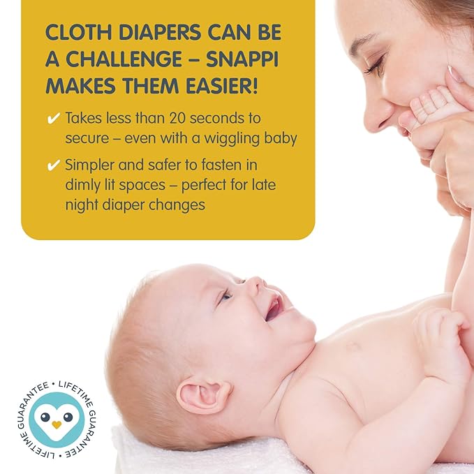 [Toddler Size 3-Pack] Snappi Cloth Diaper Fasteners - Replaces Diaper Pins - Use with Cloth Prefolds and Cloth Flats