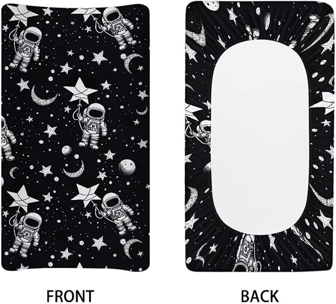 Astronaut Changing Table Cover for Boys Girls Breathable Table Sheets Baby Changing Pad Cover Soft Diaper Changing Cover Fit 32"x16" Contoured Pad