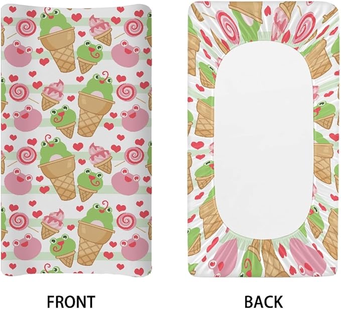 GOSTONG Frog Ice Cream Printed Baby Changing Pad Covers for Girls and Boys Comfortable Machine Washable Elastic Diaper Table Cover Baby Home Gifts