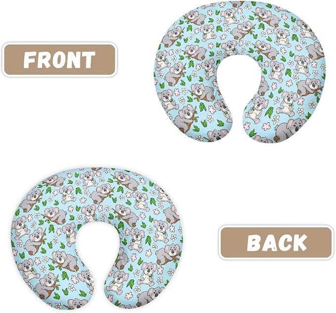 Cute Koala Nursing Pillow Cover for Newborn Boys Girls Soft Nursing Pillow Case Skin-Friendly U-Shaped Hidden Zipper Design