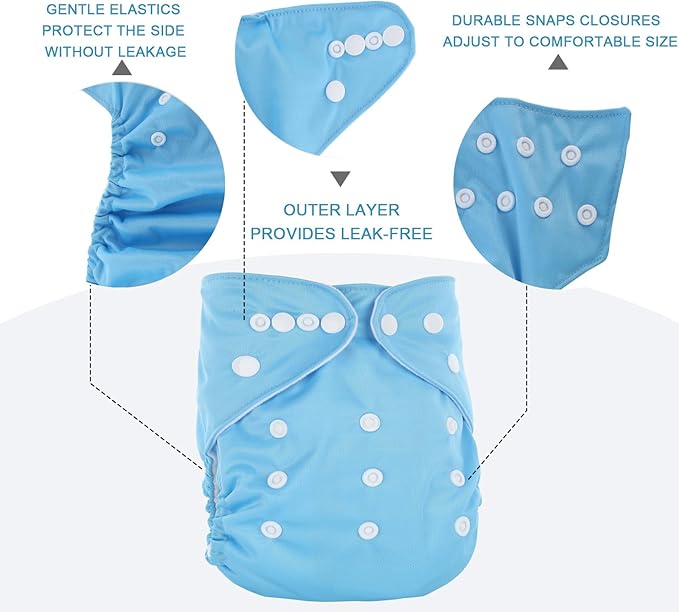 AIO Baby Cloth Diaper 4Pack with 8 Inserts Adjustable Waist Circumference Reusable for Baby Boys and Girls(0-3 Years),One Size Cloth Diaper Covers