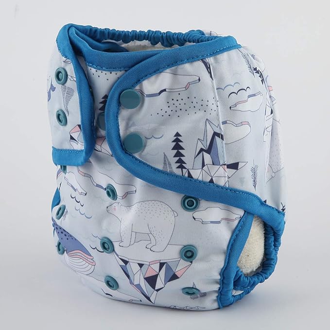 Baby Diaper Cover Nappy One Size 8lbs to 36lbs (Bear Ice)