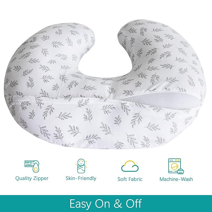 Biloban Nursing Pillow Cover 2 Pack Fit for Boppy Pillow, Breathable & Skin-Friendly Nursing Slipcovers for Breastfeeding Mom, Comfortable & Machine Washable Nursing Covers