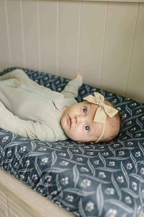 Mebie Baby Changing Pad Cover, Navy Berry, 100% Muslin Cotton Changing Table Pad Cover for Baby Boy and Girl, Designer Nursery Decor Covers, Diaper Changing Pad Cover for Changing Station