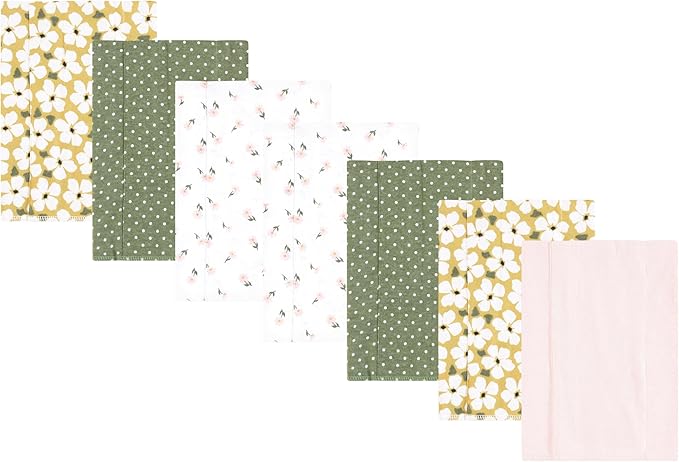 Luvable Friends Hudson Baby Flannel Burp Cloths 7pk, Green Garden
