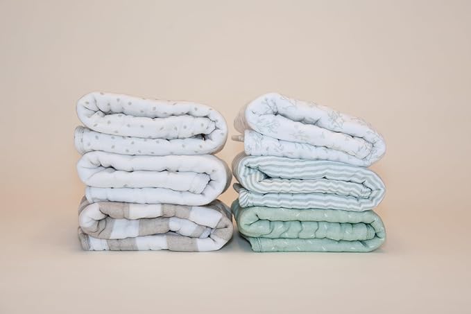 Nana Baby Burp Cloths – 100% Organic Cotton, Oversized & Hypoallergenic, 8-Layer Muslin, Machine Washable, Neutral Unisex Colors, Gentle on Sensitive Skin, Set of 3 (Green)