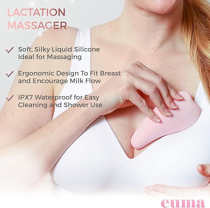 Breast Massager for Breast Feeding Essentials New Mom - Vibrating Lactation Massager with Heat and Breast Therapy Pads: Improve Milk Flow, Clogged Milk Duct Relief, Mastitis, and Engorgement