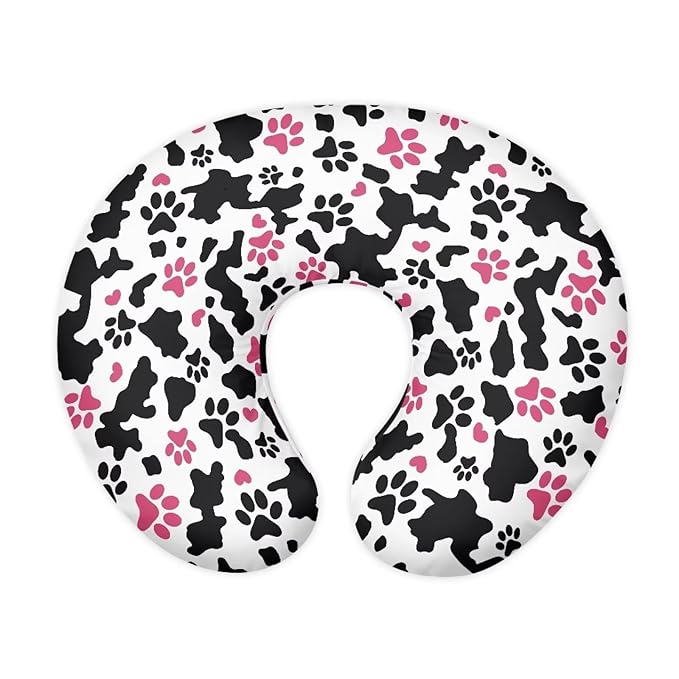 Cow Stripe and Paw Breastfeeding Pillow Cover Ultra Soft Comfortable Newborn Nursing Pillow Case Stretchy Replaceable Pillow Cover Slipcover