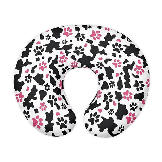 Cow Stripe and Paw Breastfeeding Pillow Cover Ultra Soft Comfortable Newborn Nursing Pillow Case Stretchy Replaceable Pillow Cover Slipcover
