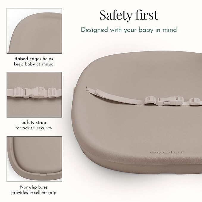 Evolur Eva Baby Changing Pad, Soft, Lightweight and Portable Changing Pad, Fits All Changing Table, Waterproof Firm Padding - Oat