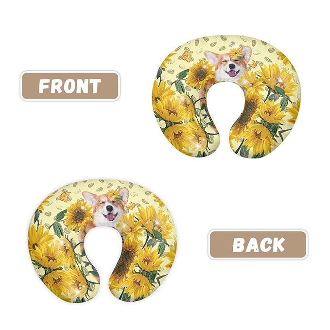 Forchrinse Sunflower Corgi Nursing Pillow Cover for Newborns and Baby,Soft Fabric Breastfeeding Pillow Slipcover Boys Girls Cushion Protector,Easy to Care