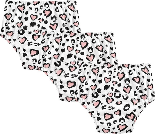 Bolaz Toddler Training Pants, Leopard Print Pink Heart Cotton Potty Training Underwear for Baby Boy Girl 3-Pack
