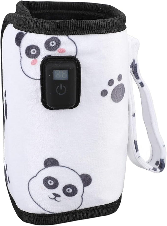 CDQL Portable Bottle Warmer Sleeve, Cute Panda Pattern Design, USB Milk Heat Keeper, Adjustable Milk Warmer with 21 Level Temperature Control, Bottle Warmer for Car, Travel