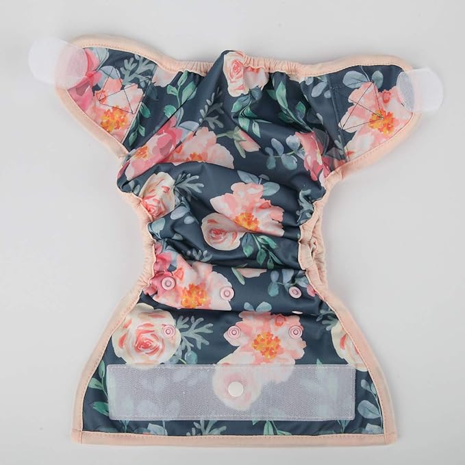 Baby Cloth Diaper Cover Nappy Hook and Loop Double Gusset for Girls (Vintage Bloom) One Size