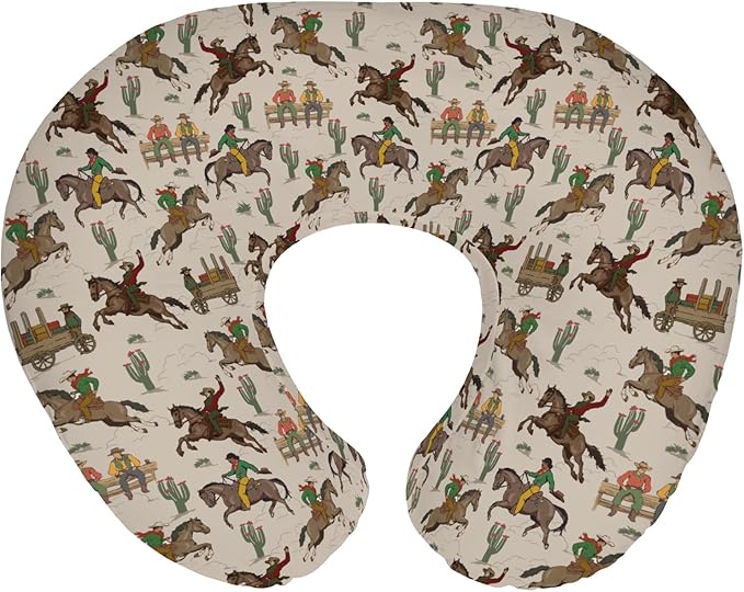 South Western Cowboys Nursing Pillow Covers for Boy Girl Cowboy Horse Riding Cactus Nursing Pillow Slipcovers for Breastfeeding Pillows Wild West Desert Soft Stretchy Covers for Newborn Infant