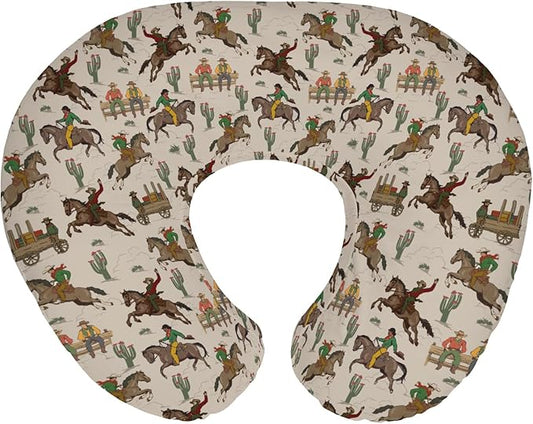 South Western Cowboys Nursing Pillow Covers for Boy Girl Cowboy Horse Riding Cactus Nursing Pillow Slipcovers for Breastfeeding Pillows Wild West Desert Soft Stretchy Covers for Newborn Infant