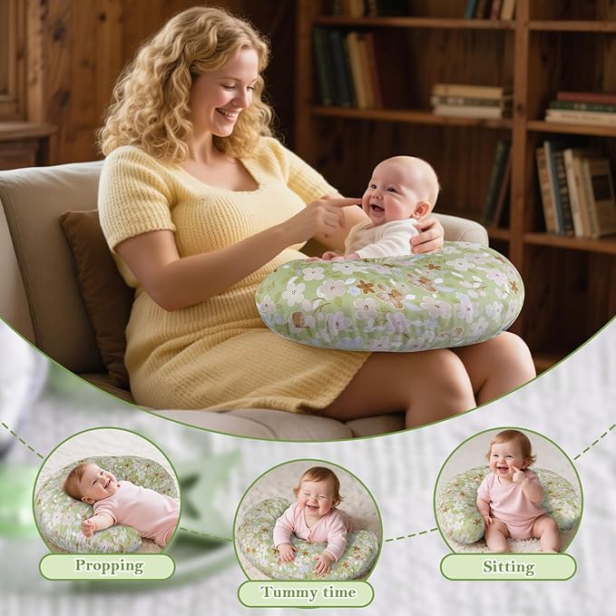 Nursing Pillow & Breastfeeding Pillow – Ergonomic C-Shape for Breastfeeding & Bottle Feeding, Standard Size Breathable with Washable Cover, Hypoallergenic,Tummy Time & Sitting Support (0-18Months)