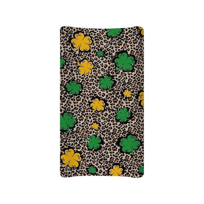 St. Patrick's Day Changing Pad Cover for Baby Girls Boys Special Leopard Comfort Diaper Change Table Pad Covers Soft Breathable Changing Pad Sheets