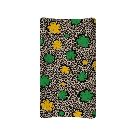 St. Patrick's Day Changing Pad Cover for Baby Girls Boys Special Leopard Comfort Diaper Change Table Pad Covers Soft Breathable Changing Pad Sheets