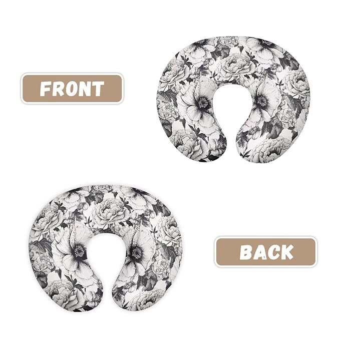Vintage Flower Nursing Pillow Support Cover, Retro Floral Detachable Nursing Pillow Protective Case, Sketch Art Soft Infant Nursing Pillow Cover