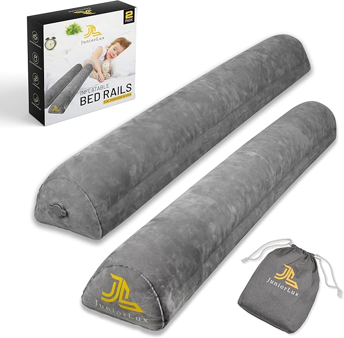 JunioLux Inflatable Bed Rail for Toddlers & Kids (2-Pack) – Portable Travel Bed Bumper, Non-Slip Safety Guard for King, Queen, and Full-Size Beds