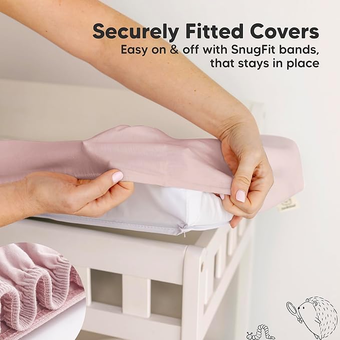 2-Pack Baby Changing Pad Cover for Girl, Boy - 34x18 Soft Viscose Derived from Bamboo Baby Diaper Changing Table Pad Cover Sheets, Neutral, Snug Fit Nursery Diaper Change Sheets (Pastel)