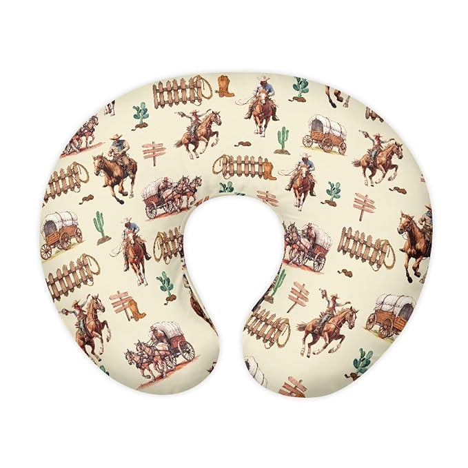 Western Cowboy Horse Nursing Pillow Cover for Boy Girl Breastfeeding Pillow Slipcovers Stretchable Newborn U-Shaped Breastfeeding Pillowcase Cushion Covers