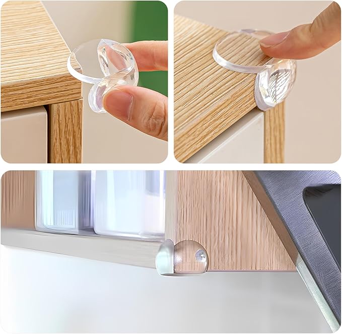Toddler Proofing Corner Bumpers, 8 Pack Silicone Table Corner Protectors for Furniture with 3 Side Self-Adhesive, Ball-Shape Corner Covers for Sharp Edges (L,8pcs)