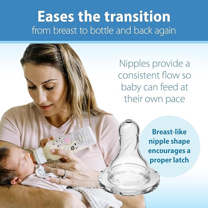 Dr. Brown's Natural Flow Anti-Colic Options+ Narrow Baby Bottle, Squirrel & Goat, 8 oz/250 mL, with Level 1 Slow Flow Nipple, BPA free, 0m+, 2-Pack and Level 2 Flow 6-Pack Nipples