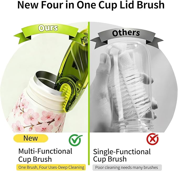 3 in 1 Cup Lid Gap Cleaning Brush Set, 2PCS Multifunctional Bottle Cleaning Brush for Bottle Gaps Bottle Cleaner Home Kitchen Cleaning Tools, 3 Colors