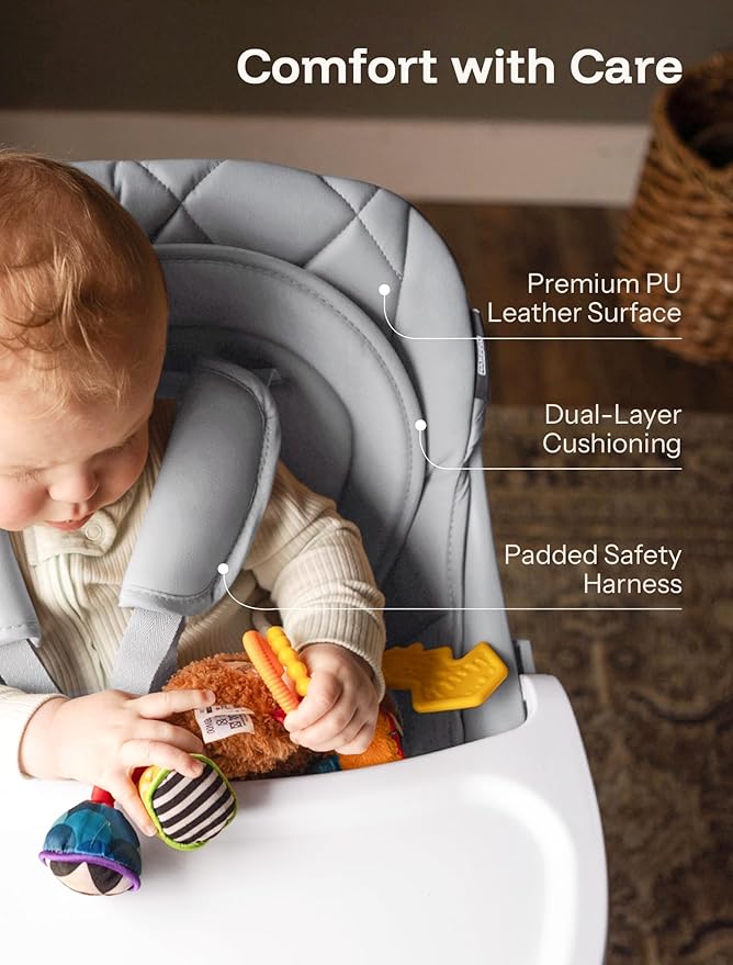 HARPPA Moro 6-in-1 Baby High Chair, Convertible Highchair for Babies and Toddlers, Feeding Booster Seat, Toddler Chair & Activity Table, 5-Point Harness, Dishwasher-Safe Removable Tray, Grey