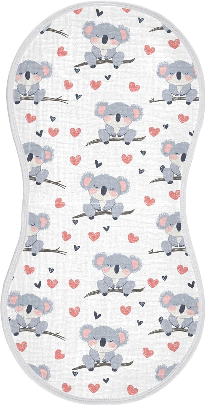 vvfelixl Cute Koala Bear on Trunk Burp Cloths for Baby Boy Girls Baby Washcloths Burp Rags 1 Pack