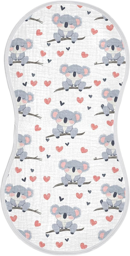 vvfelixl Cute Koala Bear on Trunk Burp Cloths for Baby Boy Girls Baby Washcloths Burp Rags 1 Pack