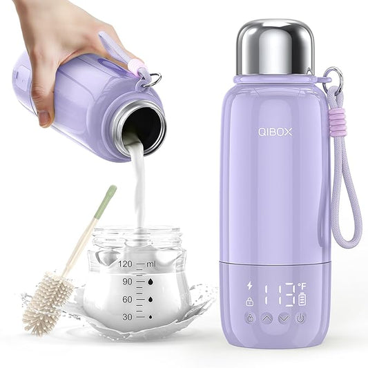 Portable Bottle Warmer for Travel - 3Min Fast Heating of Breast Milk and Formula, 36W Fast Charge, 17 Ounces Large Capacity, Baby Bottle Warmer On The Go for Outdoor Airplane and Car