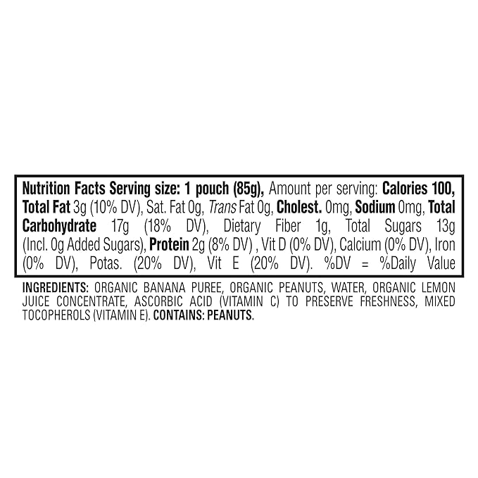 Happy Baby Organics Nutty Blends Stage 2, Bananas & Peanut Butter Organic Baby Food, 12 Ct