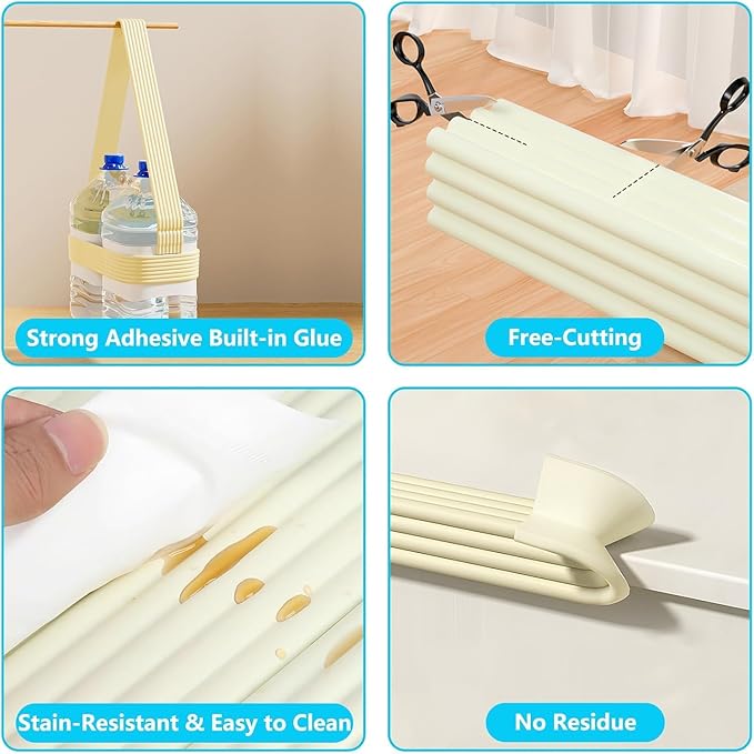 ZOMPAGO Baby Proofing Corner & Edge Protectors, White Foam 0.35" Thick x 3.15" Wide x 6.56 FT, Self-Adhesive Bumper Strip, Baby Safety Bumpers for Nursery, Kitchen, Fireplace, Table & Furniture