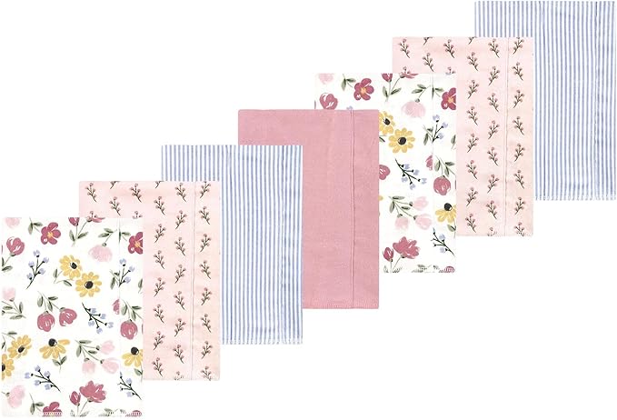 Luvable Friends Hudson Baby Flannel Burp Cloths 7pk, Painted Floral