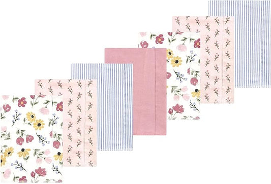Luvable Friends Hudson Baby Flannel Burp Cloths 7pk, Painted Floral
