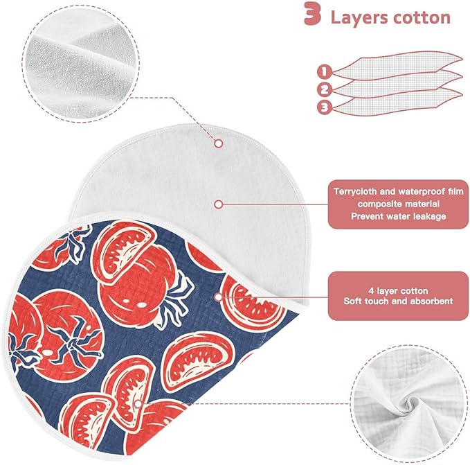 vvfelixl Baby Burp Cloths Slice Red Tomatoes Baby Newborn Cotton Burping Cloths Set Baby Washcloths 4 Pack