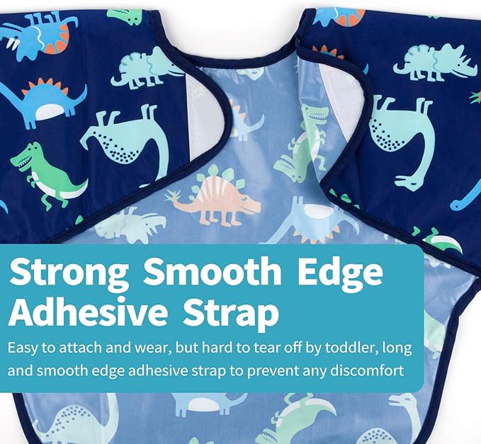 3 Pcs Long Sleeved Bib Set|Baby Waterproof Bibs with Pocket Bundle|Toddler Bib with Sleeves|Stain Resistance Smock 6-24 Month