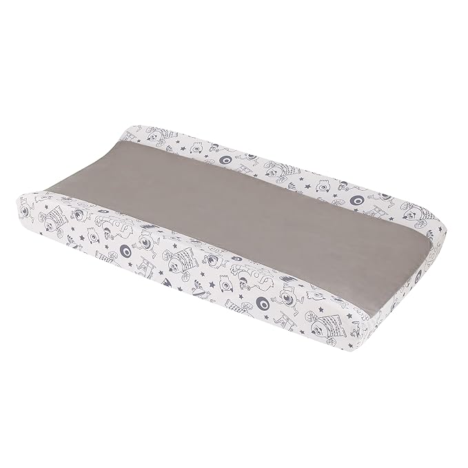 Disney Monsters, Inc. Cutest Little Monster Gray, and White Contoured Changing Pad Cover