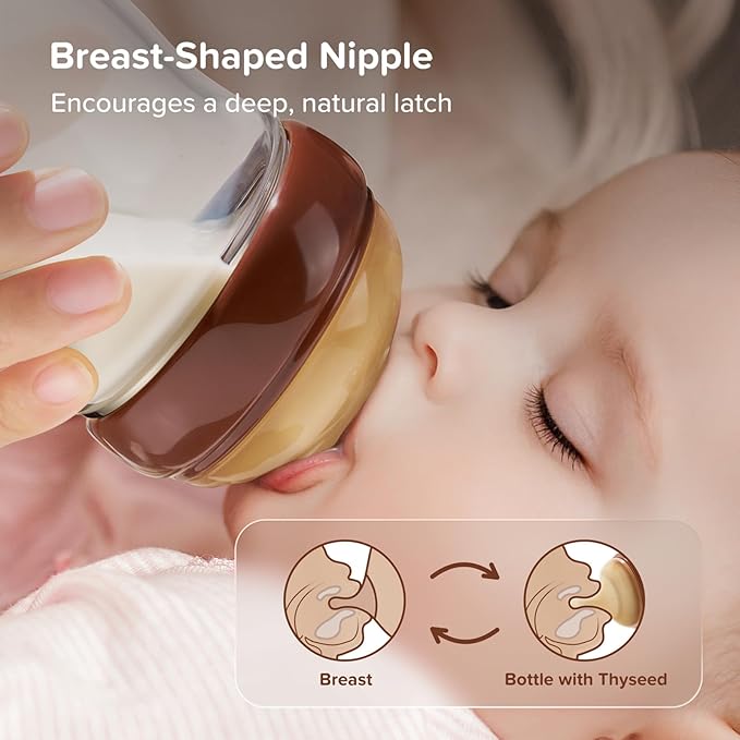 Thyseed PPSU Anti-Colic Baby Bottle, Breast-Like Medium Flow Nipple for Breastfed Babies (2m+), 5 oz/160 mL, 2 Pack