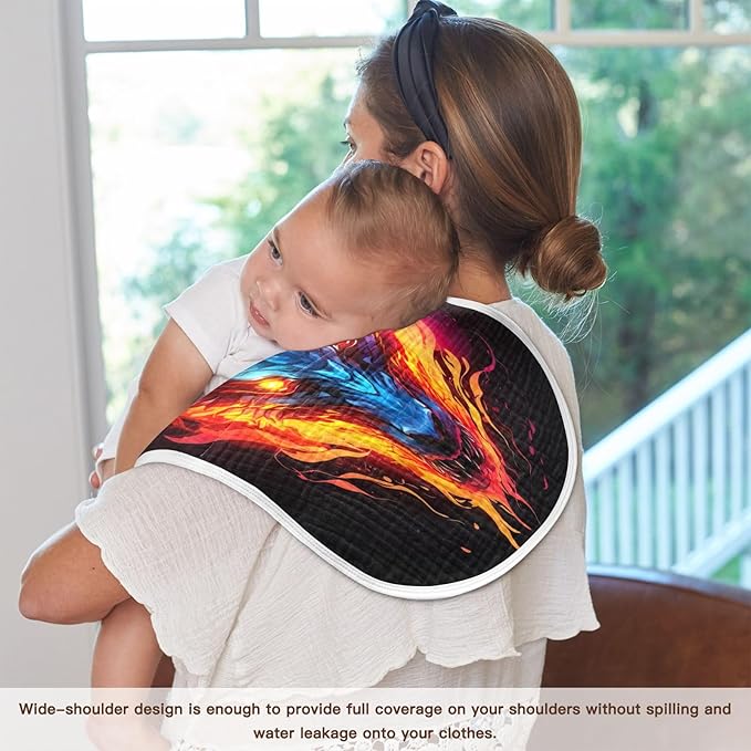 4 Pack Muslin Burp Cloths Dragon Fire Black Print Cotton Baby Burp Cloths Absorbent Soft Burping Cloth Washcloths for Newborn Babies 22x11 Inch