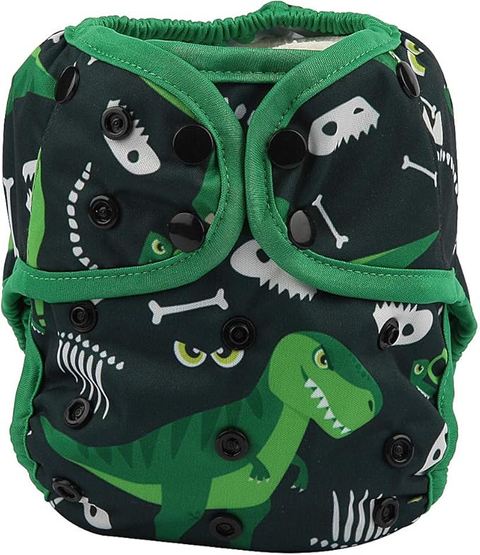 One Size Cloth Diaper Cover Snap With Double Gusset (Dinosaur)