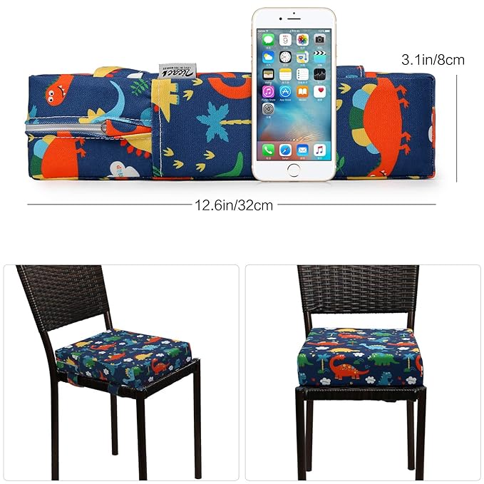 Zicac Portable High Chair Increasing Seat Cushion for Travel Dining Seat Pad for Toddler Kids Baby Infant Washable Thick Chair Seat Pads (Dark Blue)
