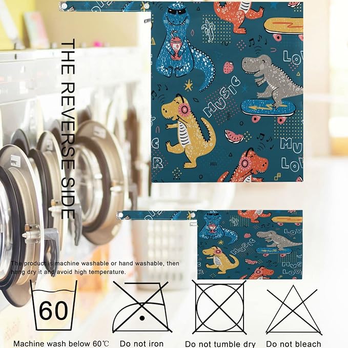 visesunny Music Lover Dinosaur 2Pcs Diaper Changing Totes Wet Bags with Zippered Pockets Washable Reusable Roomy Cloth Diaper for Travel,Beach,Daycare,Stroller,Dirty Gym Clothes,Wet Swimsuits,Toiletri
