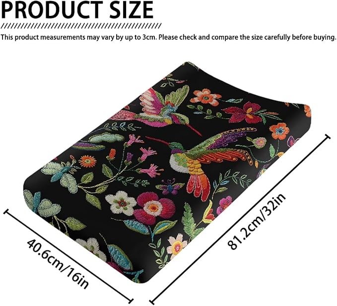Embroidered Bird Changing Table Covers Breathable Baby Diaper Change Table Covers Soft Contoured Pad for Newborn Baby Boys Girls Machine Washable