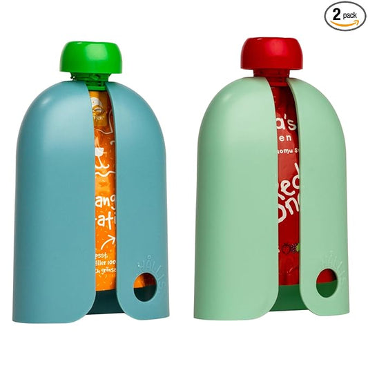 Kindertrekk™ The Swedish Squeeze Pouch Holder - 2pack | The Baby Product You Didn't Know You were Missing | Enjoy a Snack on The Go | No More Messy Clean-ups | Fits Most Squeeze Pouches | Age 9month+